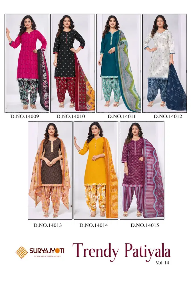 Trendy Patiyala Vol 14 By Suryajyoti Printed Cotton Dress Material Orders In India